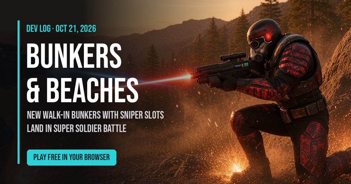 Walk-in bunkers and beaches in Super Soldier Battle