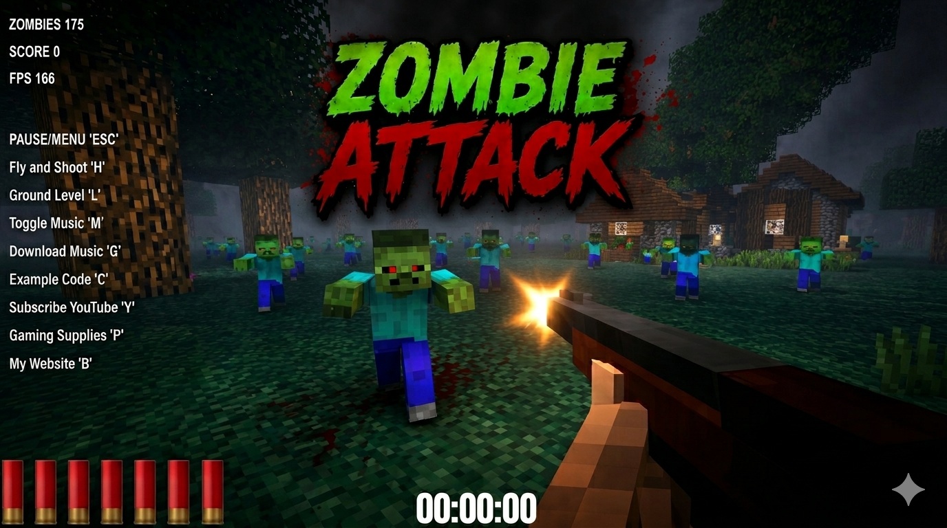 threejs zombie attack minecraft like game