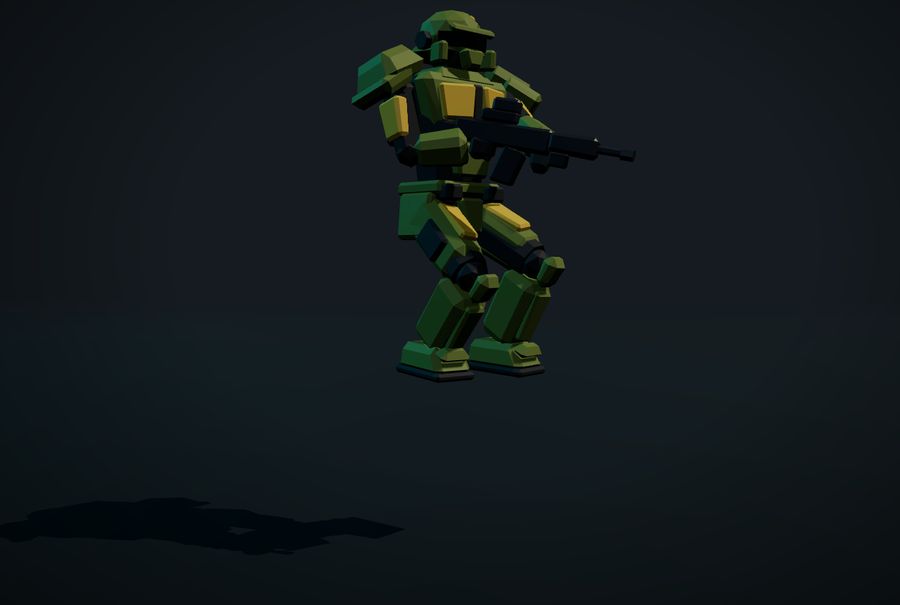 The soldier jumping while running