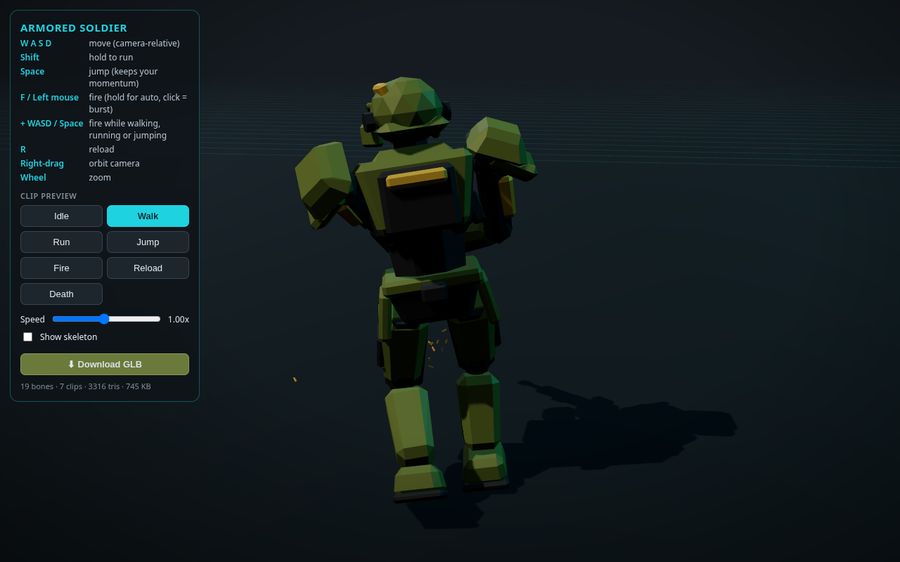 The soldier moving with the instructions panel open