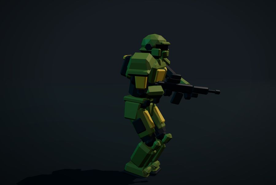 The soldier running at the tuned speed